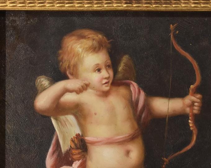 Unique Sacral Painting - Painting in Gold Frame - Cherub Angel Painting - Wall Decor Decor - Church Decor - Gift Idea for Birthday