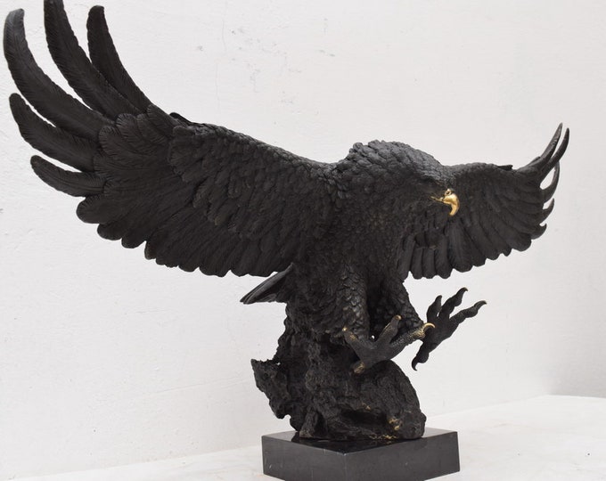 Large attacking eagle bronze - eagle statue sculpture - figurine eagles - home and garden decor - vintage sculpture - gift idea