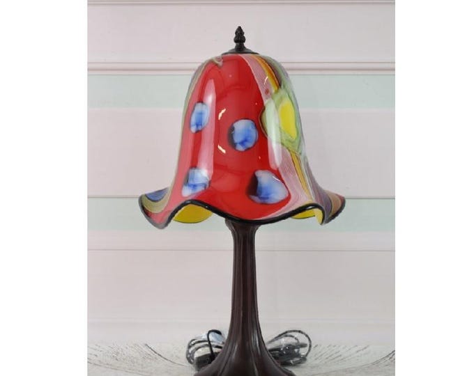 Rainbow Murano Glass Lamp - Desk Lamp - Murano Style Lamp - Office Gift - Night Stand Lamp - Vintage Lamp - Home Decor