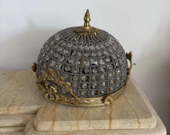 Vintage Brass & Glass Flush Mount Ceiling Light - Palace Style 33cm