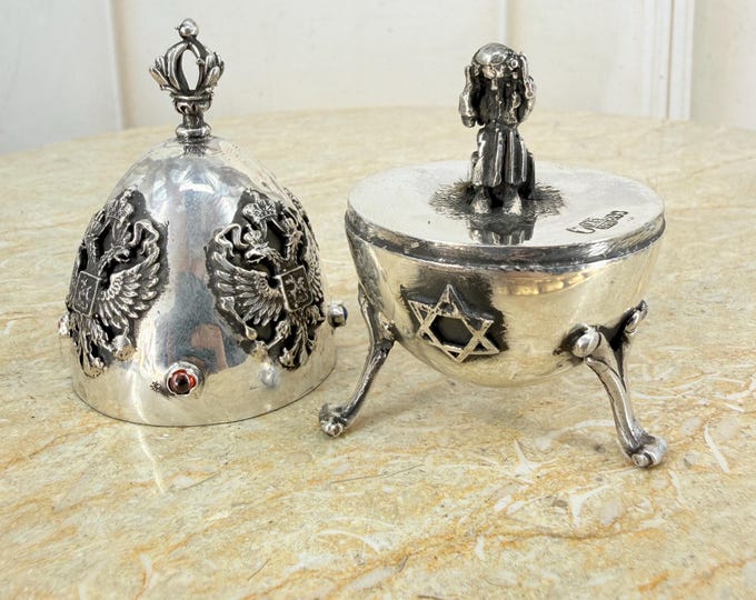 Antique Silver Judaica Egg – Jewish Decorative Collectible – Rare Silver Art Object