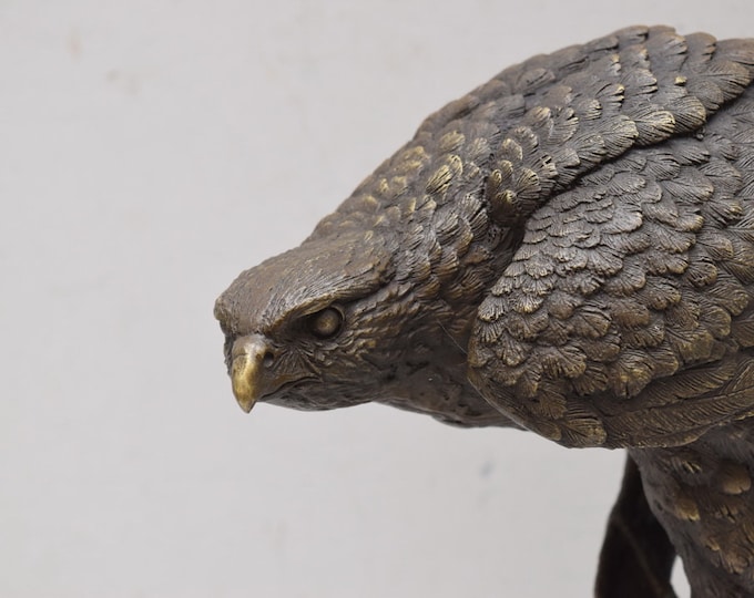 Dangerous eagle on a branch - eagle statue sculpture - figurine eagles - home and garden decor -