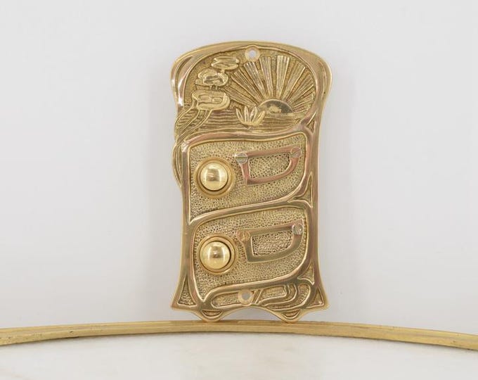Double Bell Button Door - Polished Brass, Elegant Art Deco Style, Perfect Gift Idea for Hotel or Home