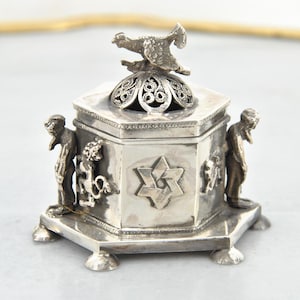 Antique Silver Casket Box – Rare Jewish Judaica – Pheasant Motif – Russian 84 Silver – Hanukkah Gift – Old Jewish Collectible