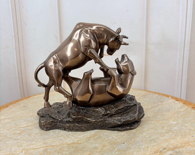 Bronze Wall Street Bull and Bear Statue: Finance Gift
