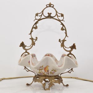 Porcelain Plateau with Bronze Ornaments - Casket Floral Design - Art Nouveau Porcelain - Home Decoration - Regency Decor - Kitchen Decor