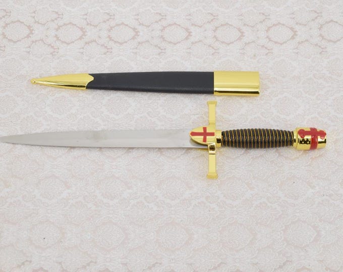 Teutonic Sword with Red Cross – Handcrafted Historic Dagger, Perfect for Collectors and Historical Enthusiasts - Collector Item