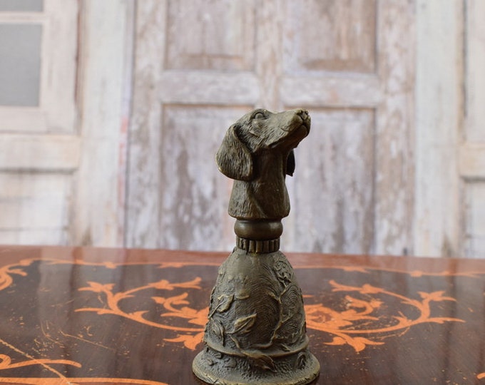 Dog Greyhound Hunter Bronze Small Bell - Dog Statue Recepcion Hotel - Restaurant Bell - Gift Idea - Unique Bell - Foundry Mark Bell