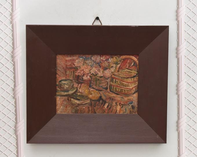 Vintage Still Life Oil Painting – Cubist Polish Art – Framed Wall Decor – Cybis Art – Unique Home Interior Accent