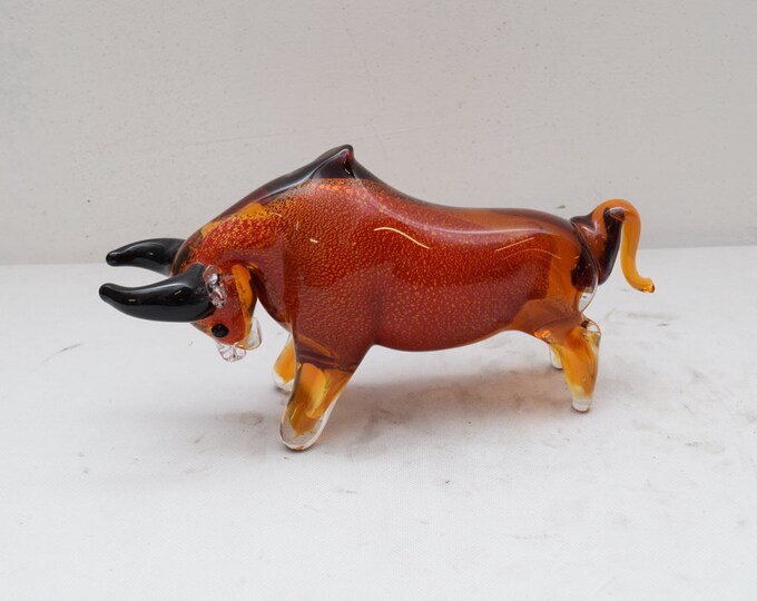 Red Bull Murano Colorful Style Figurine Beaufitul Gift Italian Venetian Product