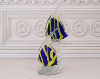 Murano Style Fish Statue Set: Venetian Glass Figurine