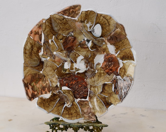 Brown Plateau Glass on Murano Style  Beaufitul Gift Handmade Product   Art Deco