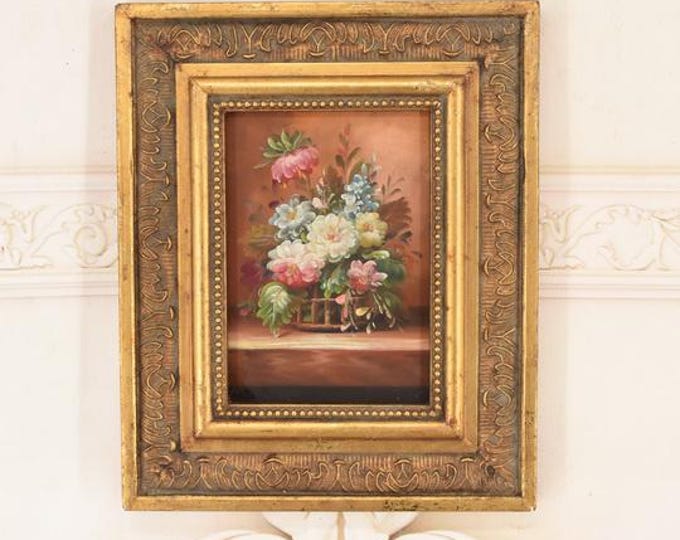 Vintage Floral Oil Painting – European Still Life Vase Art - Flowers Art