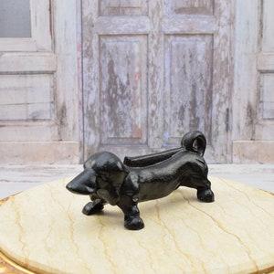 Cast Iron Dachshund Statue - Dog Sculpture - Shoe Brush - Vintage Statue Shoe Cleaner - Home and Garden Decor - Gift Idea