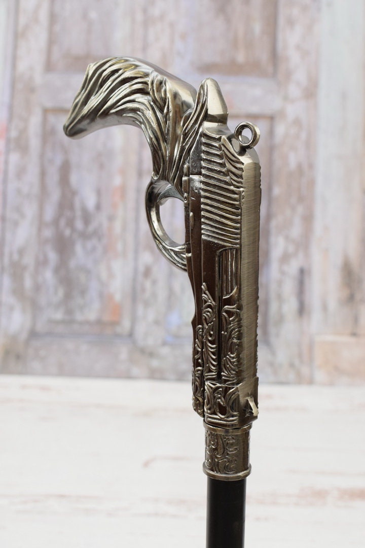 Aluminum Walking Stick Pistols Shaped Handle Gift for Grandfather Father  Aluminium Cane Art Deco -  Norway