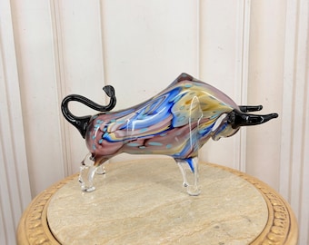 Vintage  Bull – Colorful Venetian Glass Figure
