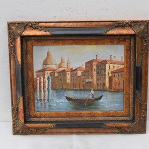 Magical Venice - Italian Cityscape in Golden Frame - Landscape Painting on Canvas - Italy Art Wall Decoration - Luxury Painting Gift Idea