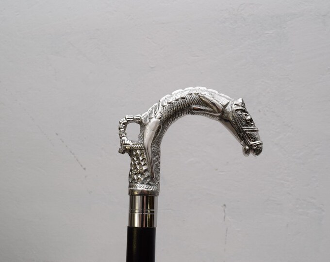 Horse Walking Stick - Wooden Walking Stick Gift for Grandfather Father Wooden Cane Art Deco
