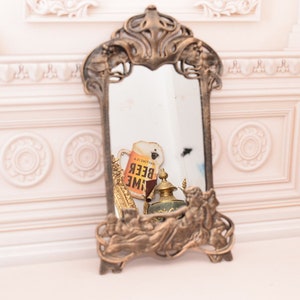 Cast Iron Art Nouveau Mirror: Vintage Style Bedroom Decor image 5