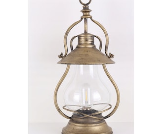 Handmade Metal and Bent Glass Lantern - Home and Garden Decor