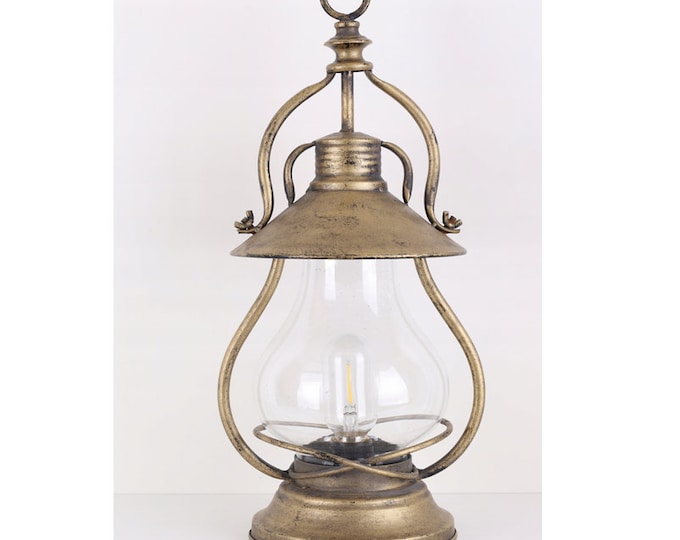 Beautifully Metal Lantern - Bent Glass Lantern - Decorated Lantern with Glass Windows - Luxury Gift for Home and Garden - Handmade Lamp