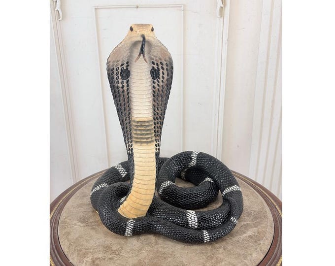 Bronze-Coated Snake Sculpture - Cobra / Boa Constrictor Statue - Exotic Wildlife Figurine - Unique Home & Office Decor