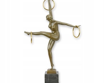 Dancer with Rings - bronze sculpture figure on marble base - luxury gift for dancer - Personalized Gifts