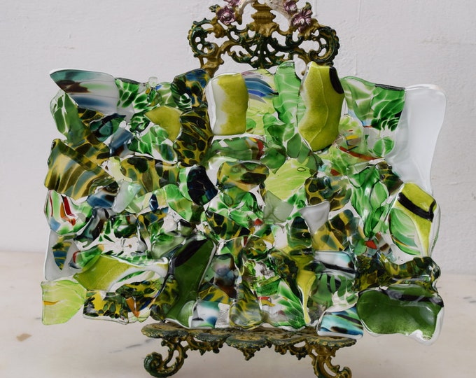 Green Glass Plateau on Murano Style  Beaufitul Gift Handmade Product   Art Deco