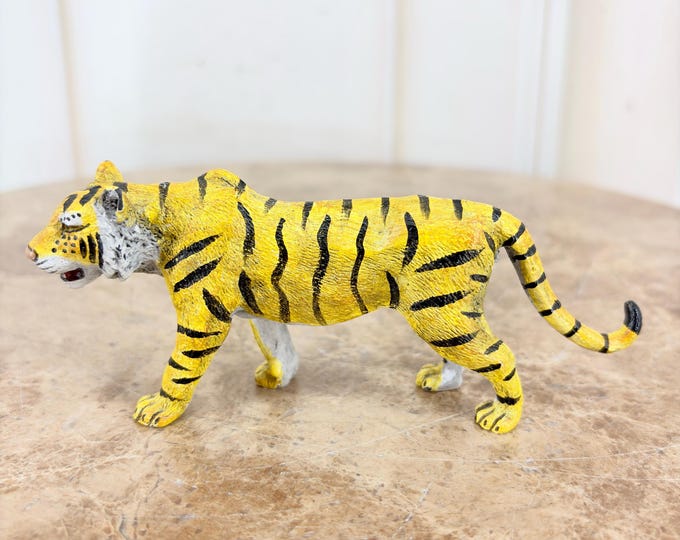 Signed Spotted Tiger Bronze Figurine – Vienna Bronze Style Miniature Sculpture – Wildlife Decor