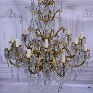 Antique Chandelier - Bronze Hanging Lamp - Cristal Bronze Effect - Ceiling Light - Home and Garden Decor Gift Idea - Old Lamp