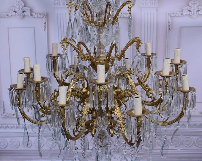 Antique Chandelier - Bronze Hanging Lamp - Cristal Bronze Effect - Ceiling Light - Home and Garden Decor Gift Idea - Old Lamp