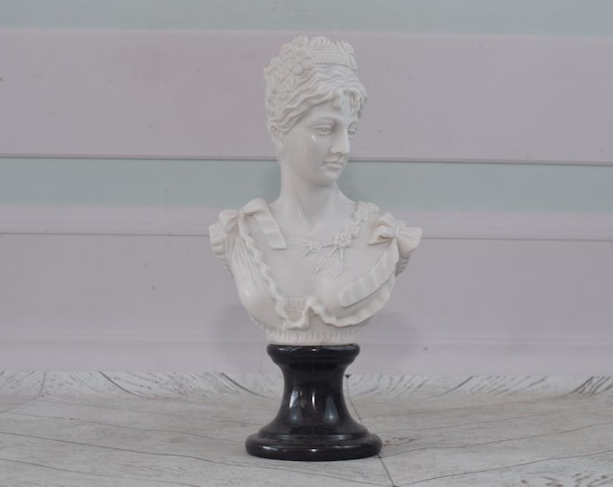 Amazing Marble Bust of Woman - Camellia Lady Marble Pedestal - Mythological Sculpture - Marble Art Deco - Exclusive Gift Idea