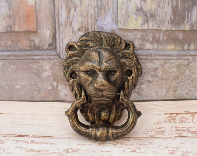 Cast Iron Door Knocker Head Lion - Art Nouveau Style - Door Decor - Home and Garden Decor - Vintage Knocker Animal - Fantastic gift