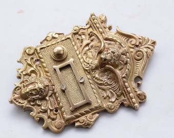 Polished Brass Door Bell Button: Elegant Antique Art Deco Style