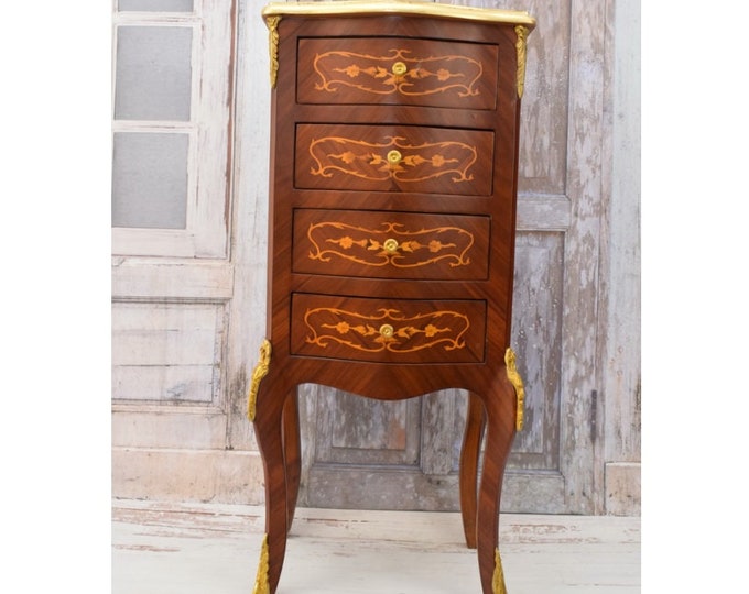 Commode French Louis XVI  Style - Night Stand - Chest of Drawers - Wooden Table Bronze Ornaments - Home Decor - Unique Furniture