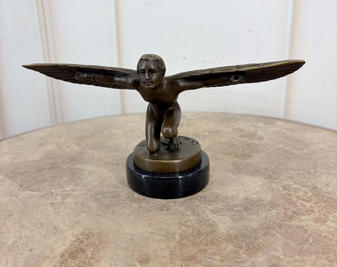 Vintage Bronze Winged Icarus Figurine - Mascotte d’après Paillet Style - Small Mythological Sculpture