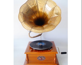 Nostalgic Gramophone - Phonograph New Working - Record Player Antique Style - Handmade Gramophone - Home Decor - Nice Gift Idea