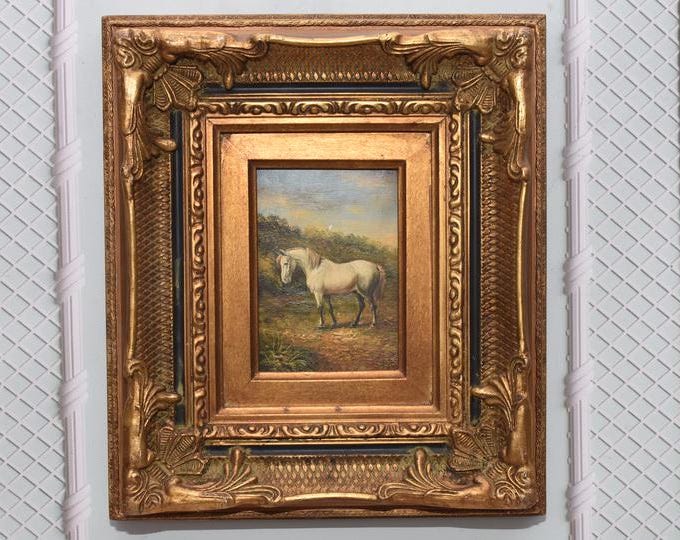 Oil Horse Painting - Gold Frame, French Equestrian Art