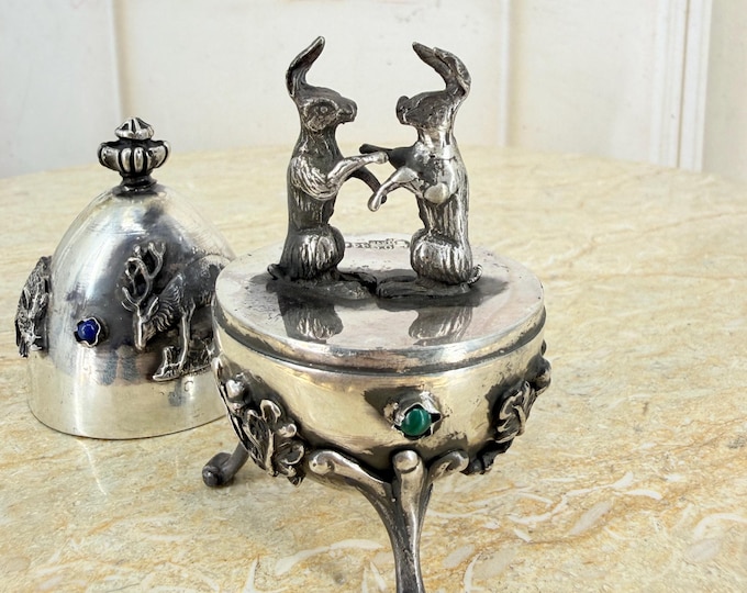 Tsar Silver Egg – Boxing Hares, Imperial Russia Sterling Silver