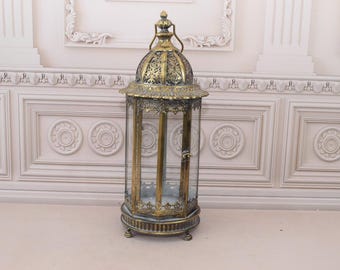 Beautifully Metal Lantern - Ornaments Lamp - Decorated Lantern - Lamp with Light Bulb - Luxury Gift for Home and Garden - Housewarming Gift