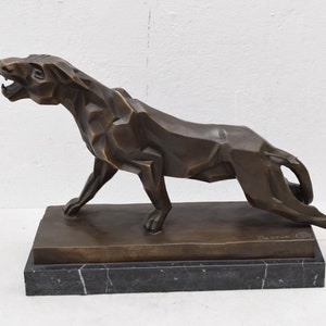 Grande pantera modernista bronze estátua realista estatueta escultura ideia de presente animal -