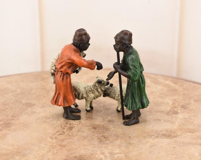 Vienna Bronze Style Arab Traders Figurine – Hand Painted Oriental Market Sculpture