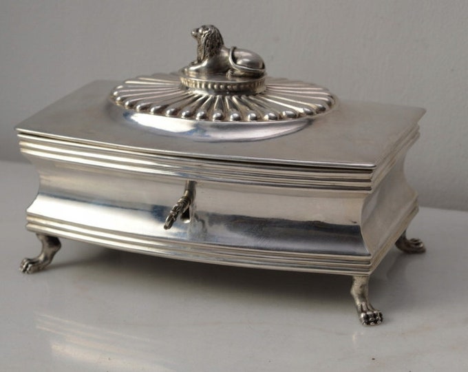Silver Sugar Bowl Karol Filip Malcz Old Hand Made Polish Lion Rare Silver Gift Idea Vintage Art Deco Style