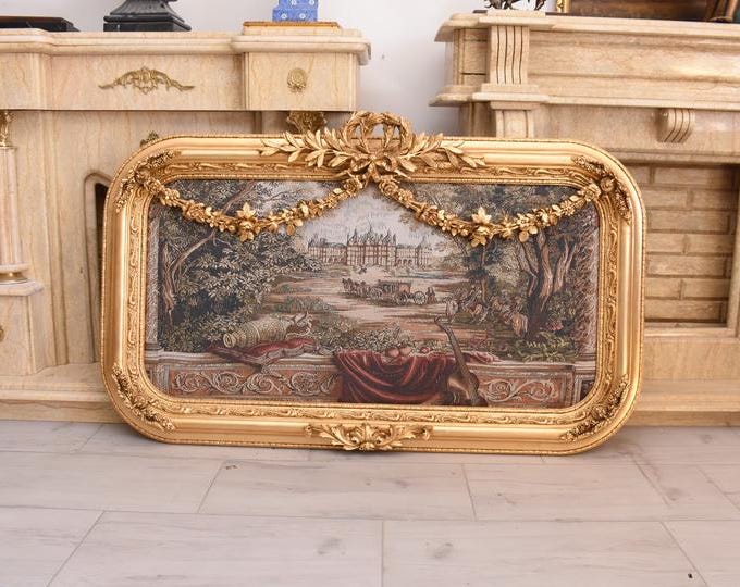 Vintage French Military Scene - Wall Art in Baroque Style Frame