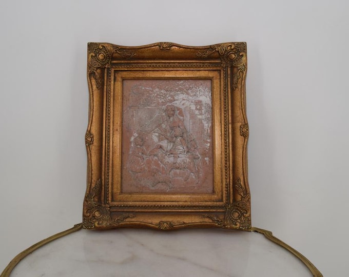 Vintage Painting Alabaster with Gold Frame - Family - Amazing Gift Idea - Wall Decor - Wall Art - Home Decor - Unique Gift