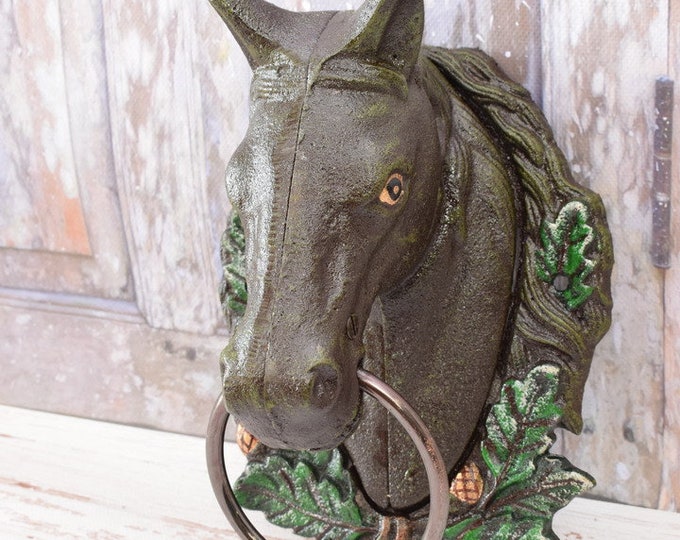 Cast Iron Door Knocker - Horse Door Knocker - Handcrafted Door Knocker - Elegant Vintage Horse - Home and Garden Decor - Wall Door Decor