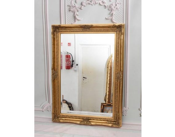 Large Baroque Style Crystal Mirror - Gold Frame, Luxury Wall Decor