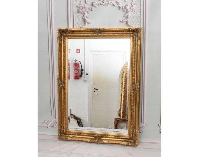 Large Baroque Style Crystal Mirror - Gold Frame, Luxury Wall Decor