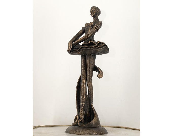 Cast Iron Ballerina Sculpture – Vintage Dancer Figurine – Elegant Dance Art – Gift for Dance Lovers – Classic Home Decor