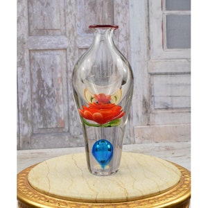 Transparent Murano Vase with Flower - Italian Murano Style - Unique Home Decor - Ideal Gift Idea - Glass Flower Pot - Home Decor